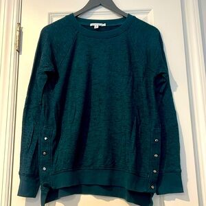 WORN ONCE Green Light sweatshirt with button detail (size S)